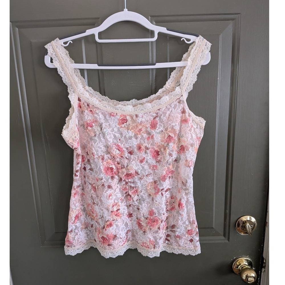 Hanky Panky Cottagecore Floral Lace Camisole‎ Top Pink Large